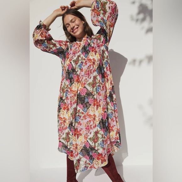 Anthropologie Dresses & Skirts - Anthropologie Maeve Shara Pleated Floral Patchwork Midi Dress Boho Medium